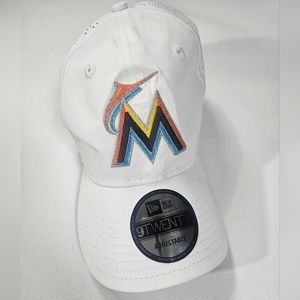 Miami Marlins Hat Cap Baseball New Era Adjustable White Mesh MLB‎ Summer …